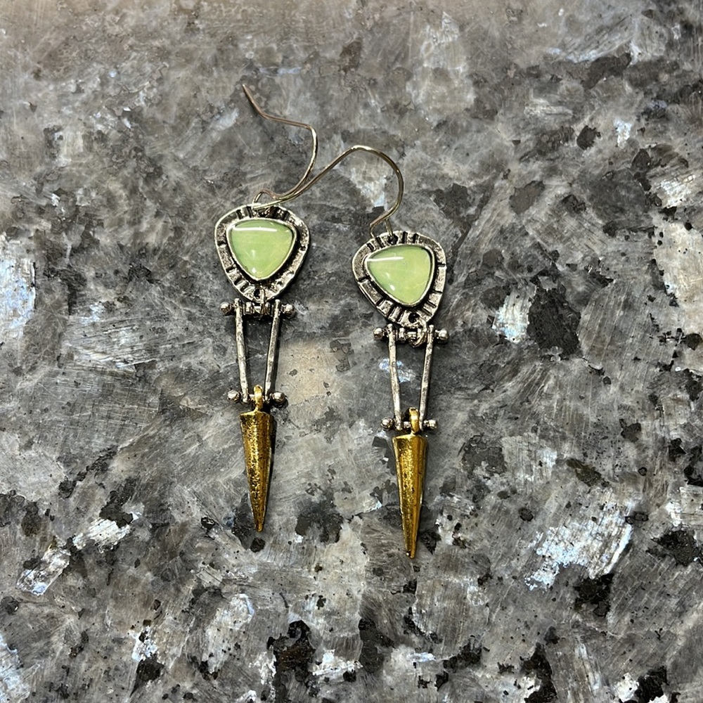 🎉HP🎉 🦋 3/$24 Turquoise enamel earrings with gold and silver tone - Picture 4 of 4